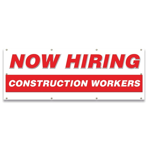 Now Hiring Construction Workers Banner Apply Inside Accepting Application Single Sided